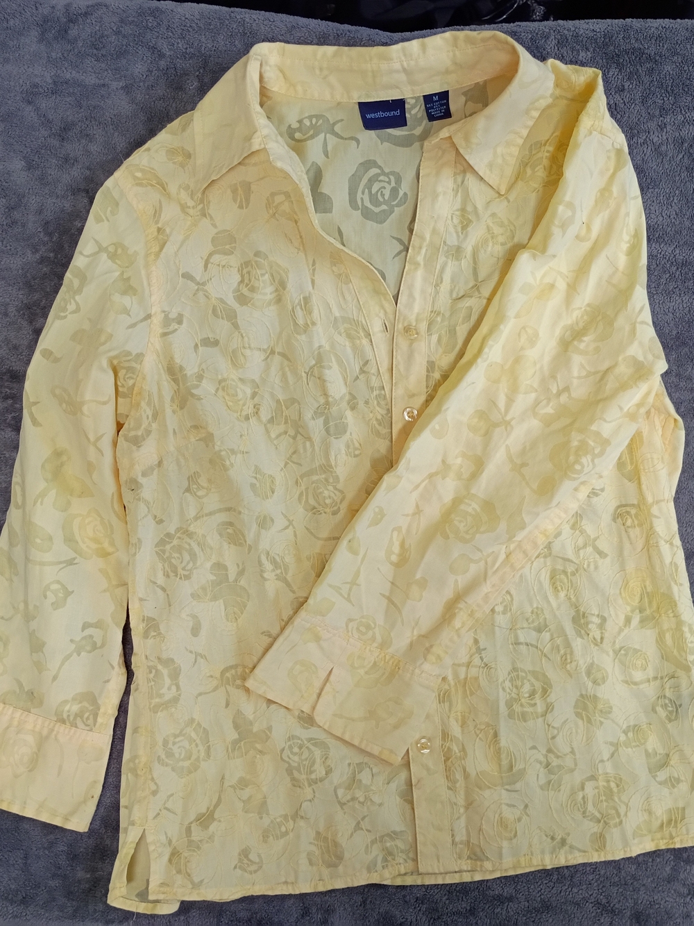 Yellow Semi sheer Floral Button-Up Shirt